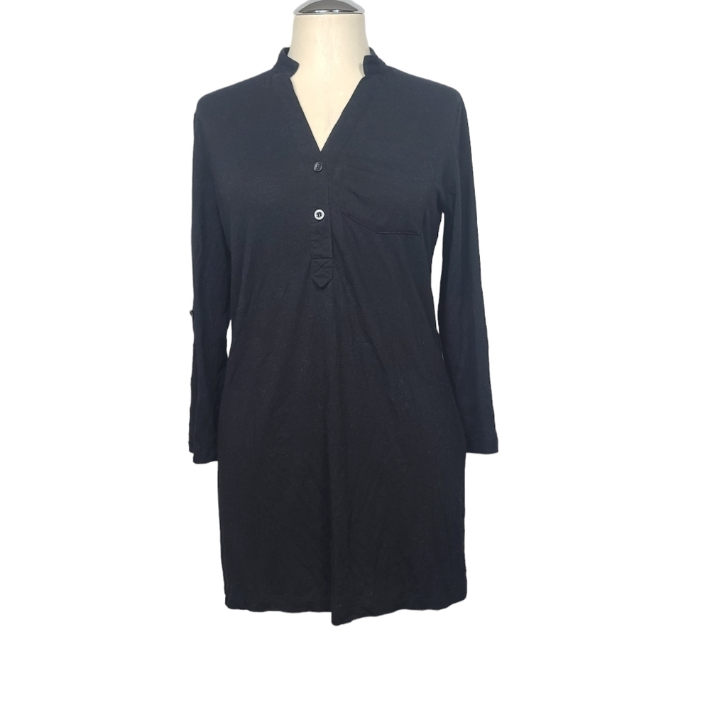 Mix & Co Half Button Down Black Tunic S